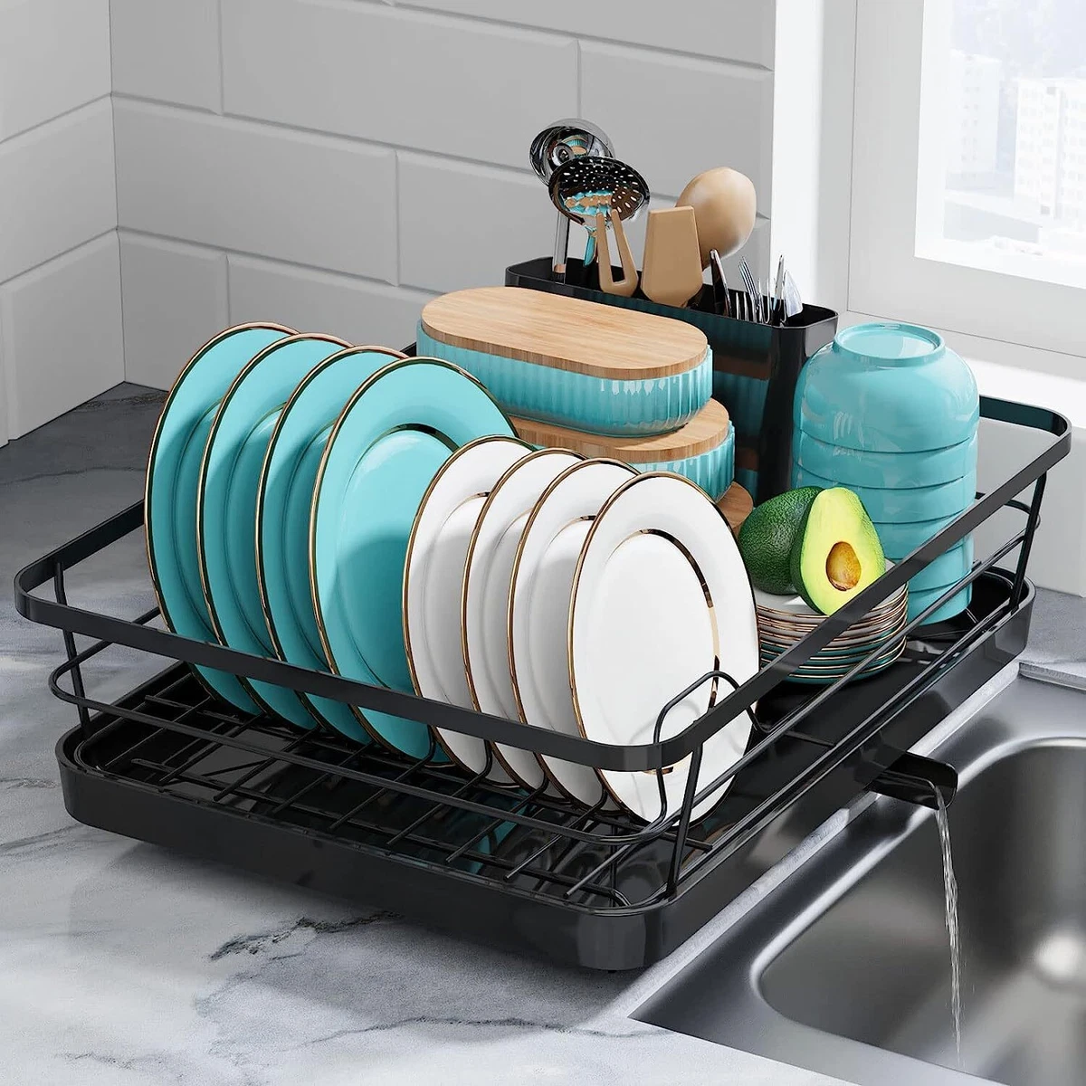 Dish Drying Rack - Compact Dish Rack for Kitchen Counter with a Cutlery  Holder..