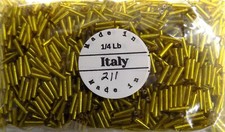 1/4 Pound Bulk 9mm Goldenrod S/L Venetian Bugle Beads African Trade V211