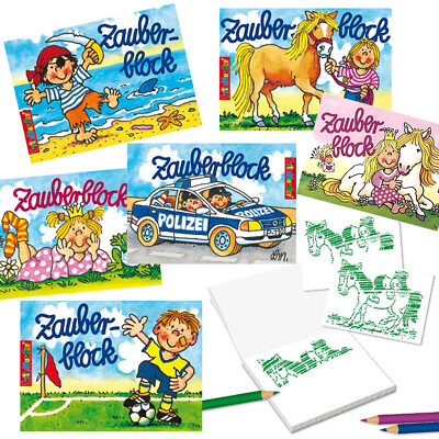 Zauberblöckchen als Mitgebsel Kinder Geburtstag Zauberblock Set Malen Malbuch A7