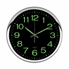 Large Wall Clock Glow In Dark Silent Quartz Indoor Outdoor Luminous Decor 12''