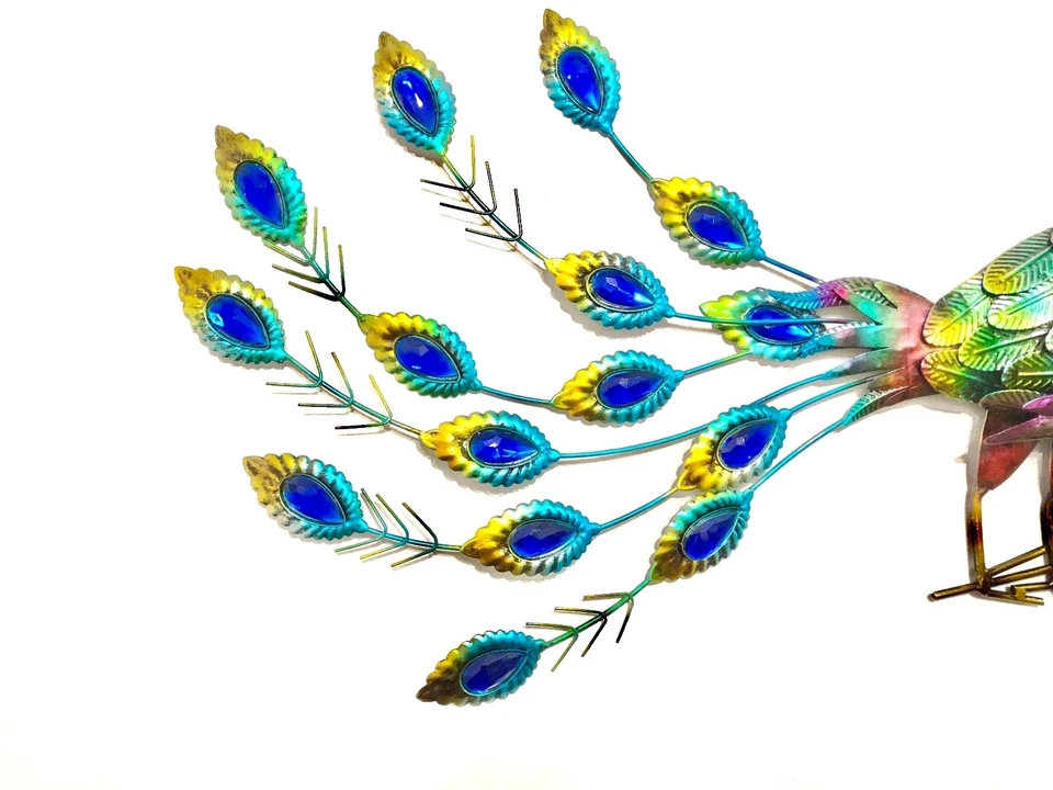 Large HandMade Metal Craft Peacock Indoor Outdoor Pond Garden Ornament Sculpture - Image 4 of 4