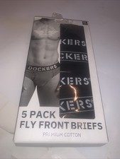 5 InPack Dockers Fly Front Briefs Premium Cotton Sz XL Clr:Blk Made In India