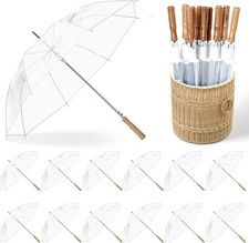 24 Pcs Wedding Umbrellas Bulk, 41 Inch Wedding Stick UmbrellasWooden 1733HUP1