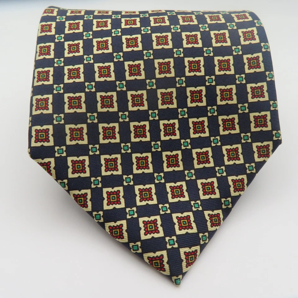 Leonardo Strelli Tie Silk Blue Red Polka Dot Floral 3.75" Wide 58" Long Italy - Image 2 of 4