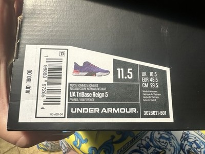 Under Armour TriBase Reign 5 US11.5 New In Box Red / Purple