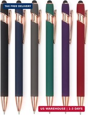 6 Pack Ballpoint Pen 2-in-1 Pen with Stylus tip, 1.0 mm Black Ink Metal Stylus