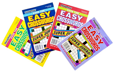 NEW Lot of 4 Penny Press Dell Easy GOOD TIME Super Jumbo Crosswords Puzzle Books