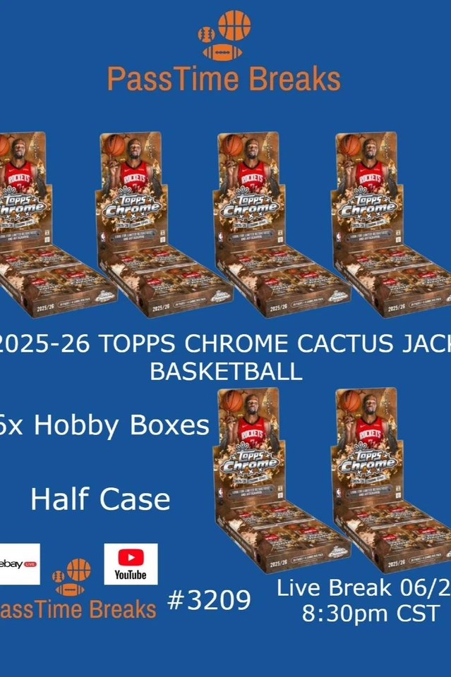 2025-26 TOPPS CHROME CACTUS JACK BASKETBALL 6x Hobby Box HALFCASEBREAK 3209