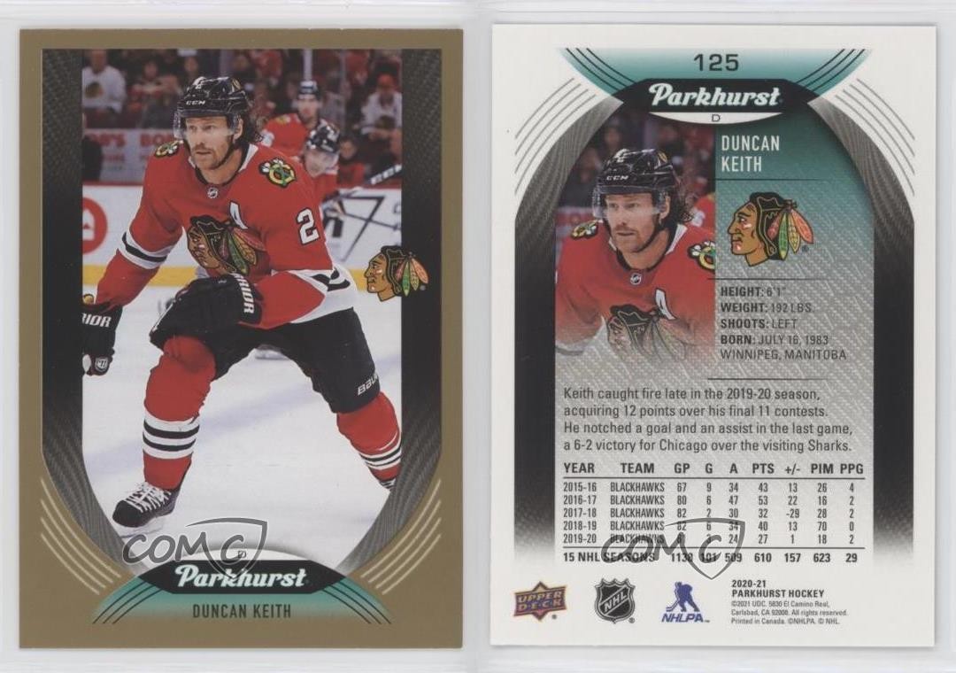 Resolution Border Jpg 2020-21 Upper Deck Parkhurst Retail Gold Border Duncan Keith #125 HOF ...