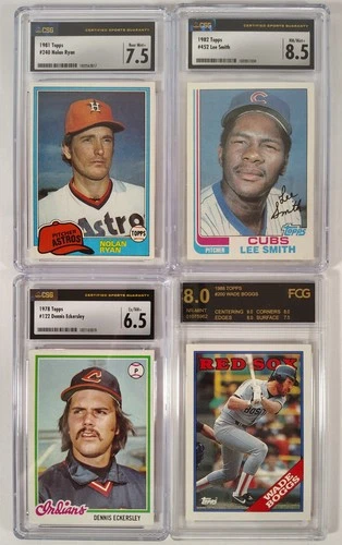1978-88 TOPPS GRADED CARD LOT 1981 240 NOLAN RYAN 1982 452 LEE SMITH RC FCG CSG