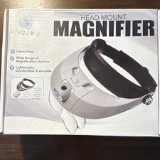 FiveJoy Headband Magnifier LED Light Adjustable 1.0x-3.5x Read Description 