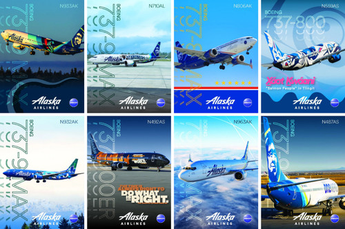 U53851 Alaska Airlines Boeing 737 Official Pilot Trading Cards Set Of 8 G1N