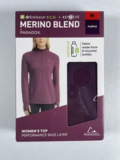 Paradox Woman's 1/4 Zip Merino Blend Performance Base Layer Top, Purple Size M