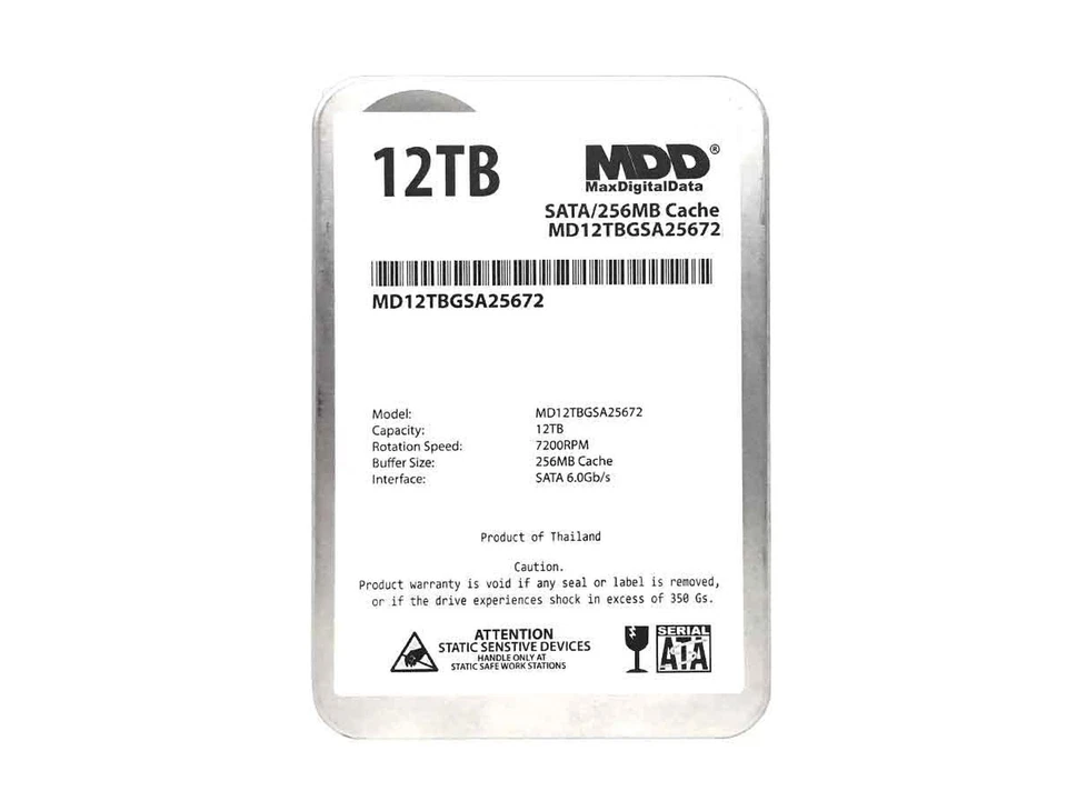 MDD 12TB 7200RPM SATA 6Gb/s 256MB Cache 3.5inch Internal Desktop Hard Drive, ... - Image 2 of 4