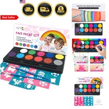 Kids Face Painting Kit with 12 Colors Safe Non-Toxic Water Based Paints