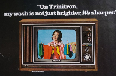 Vintage Retro 1970 Ad Sony Color TV Trinitron Sharper Brighter Color Television