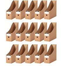 Foldable Desk File Holder Organizer Sturdy Cardboard Magazine Storage Brown