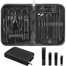 26Pcs Manicure Pedicure Set Stainless Steel Nail Clippers Kit Travel Case