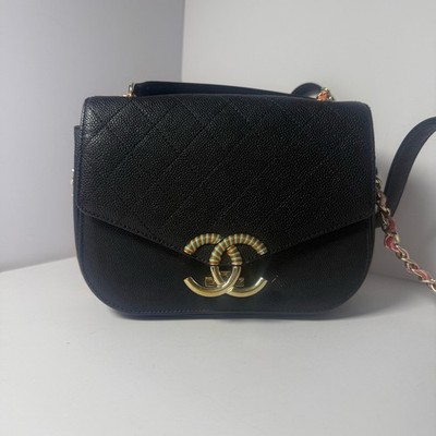Chanel Black Caviar Leather Cuba Messenger Bag – Small Size – Rare