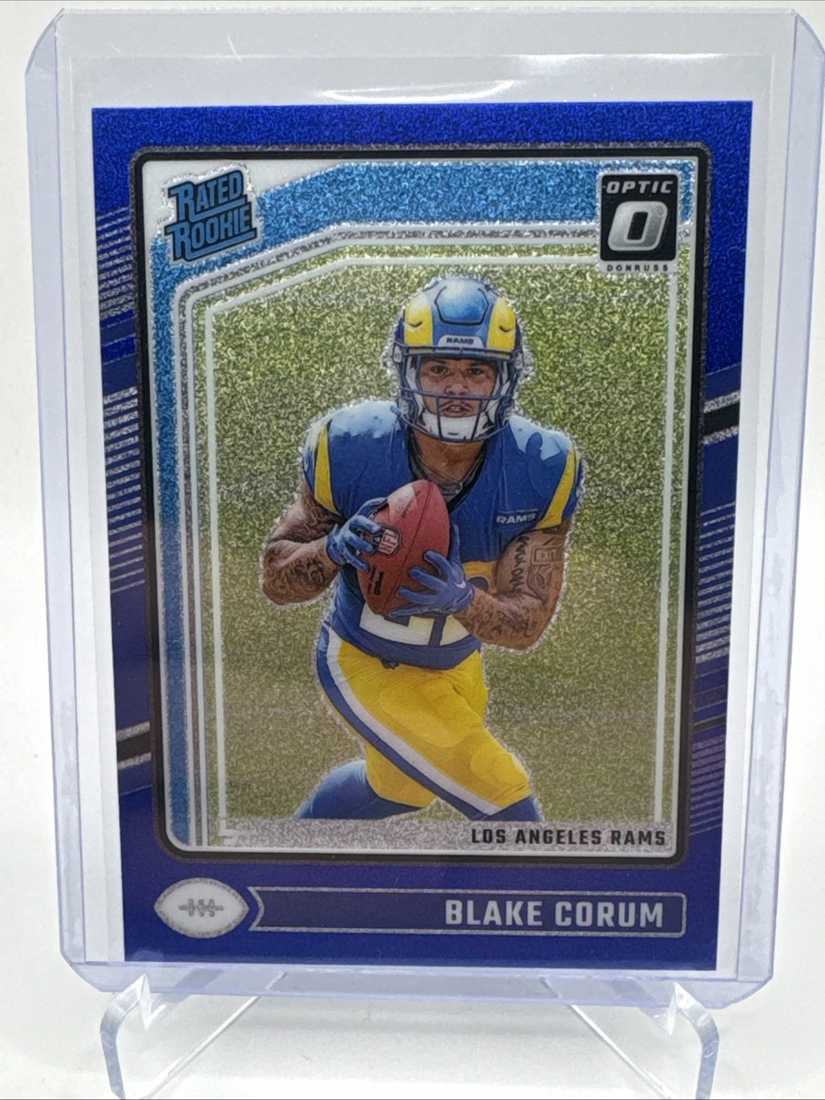 2024 Donruss Optic Blake Corum Rated Rookie Blue Glitter RC #208 CASE HIT SSP