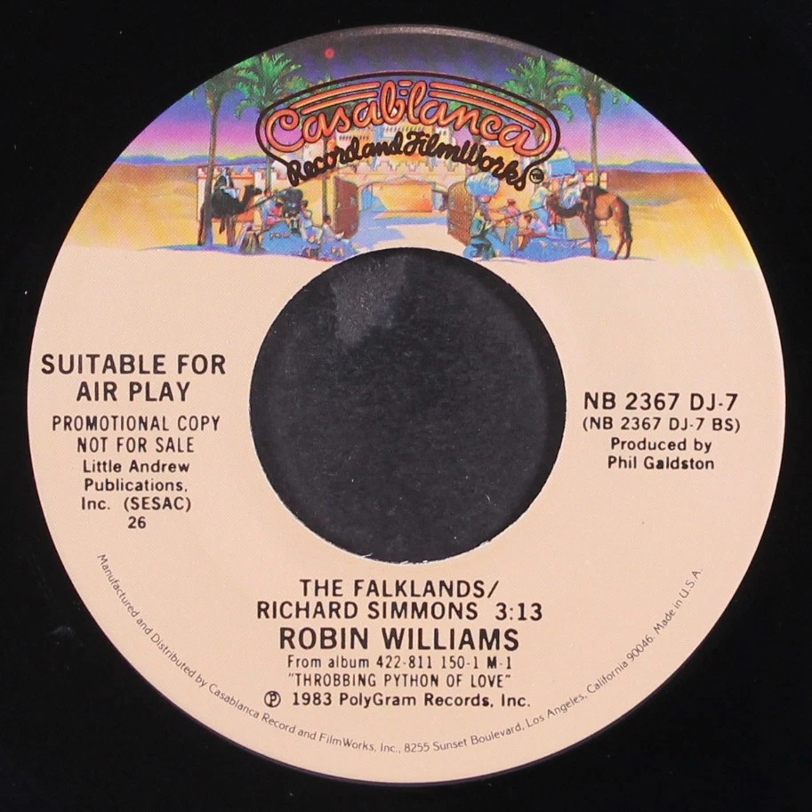 ROBIN WILLIAMS: throbbing sampler ("throbbing python of love") CASABLANCA 7" - Image 3 of 4