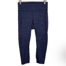 Outdoor Voices Dark Blue Striped TechSweat Leggings Medium