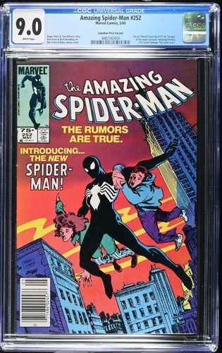 AMAZING SPIDER-MAN 252 1st BLACK COSTUME 1984 Canadian Newsstand Variant CGC 9.0