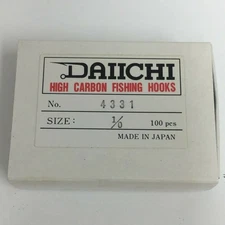 Daiichi Fly Tying High Carbon Fishing Hooks Black 100 pcs per Box 4331 Size 1/0