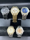 Lot of 5 Vintage Mens Analog Quartz Wrist Watches, Fossil & Timex + More