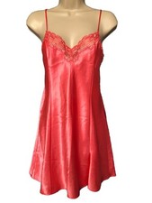 Vintage Victoria's Secret Size M Pink Satin and Lace Chemise Nightgown Women's