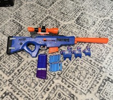 NERF Fortnite Sniper Rifle BASR-L Blaster Scope 2 Mags 26 Darts 3 Llama Targets