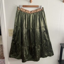 Vintage Y2K Mix Nouveau Tiered Midi Skirt Whimsy Fairy Boho Sz S Festival Beaded