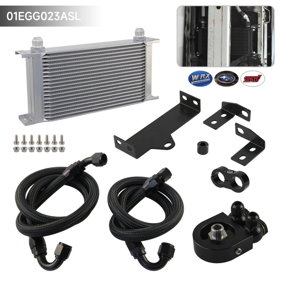 Kit de enfriador de aceite AN10 19 filas para Subaru Impreza WRX / STi 2006-2007 2,5 L plateado Foto 3 de 4