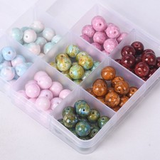 40pcs Round Painted Opaque Glass 10mm Loose Beads For Jewelry Making DIY Lot