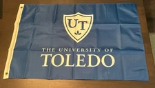 University of Toledo Rocket Flag 2" x 3", Double-Sided NOS BLUE AND WHITE