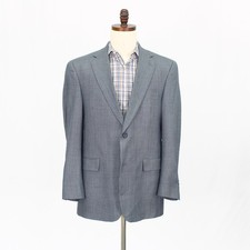 Hart Schaffner Marx 42R Blue Sport Coat Blazer Jacket HT 2-Button Wool