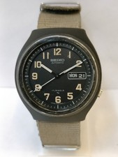VINTAGE SEIKO MILITARY 17J AUTOMATIC BLACK DIAL 7009-9000 JAPAN MEN'S WORKING