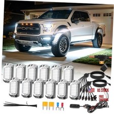 Full Angle Pure White LED Rock Lights with Switch Harness Extension 12 Pods