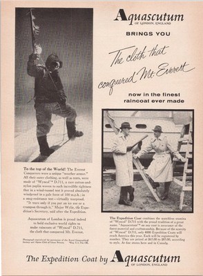 Aquascutum The Expedition Coat Vintage Print Ad Mt. Everest Cloth
