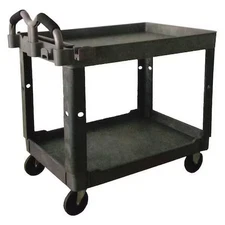 Utility Cart With Deep Lipped Plastic Shelves, Polypropylene, 500 Lb Load
