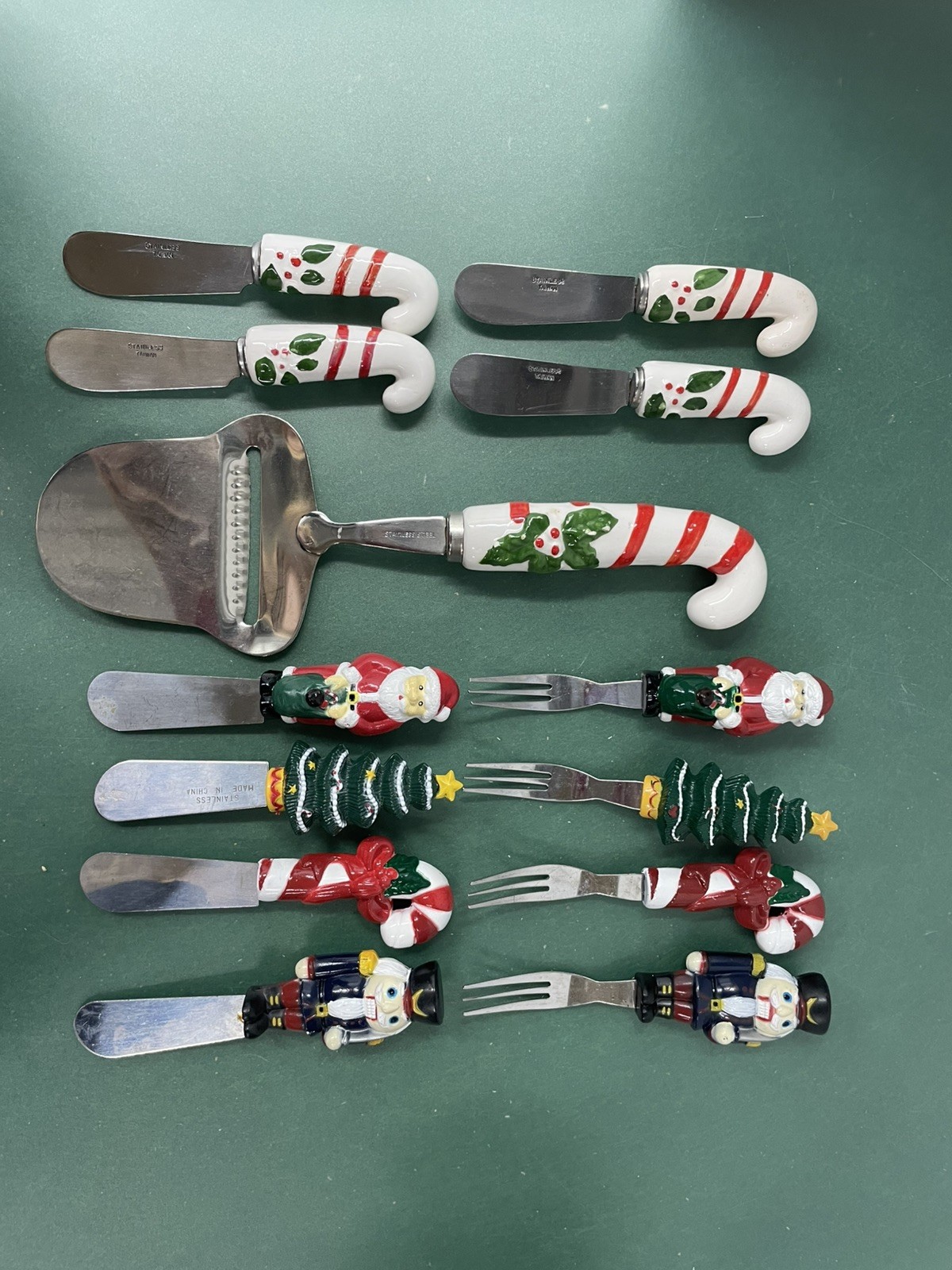 CHRISTMAS CHEESE SET-LOT OF 12 PLUS 1 CHEESE SLICER