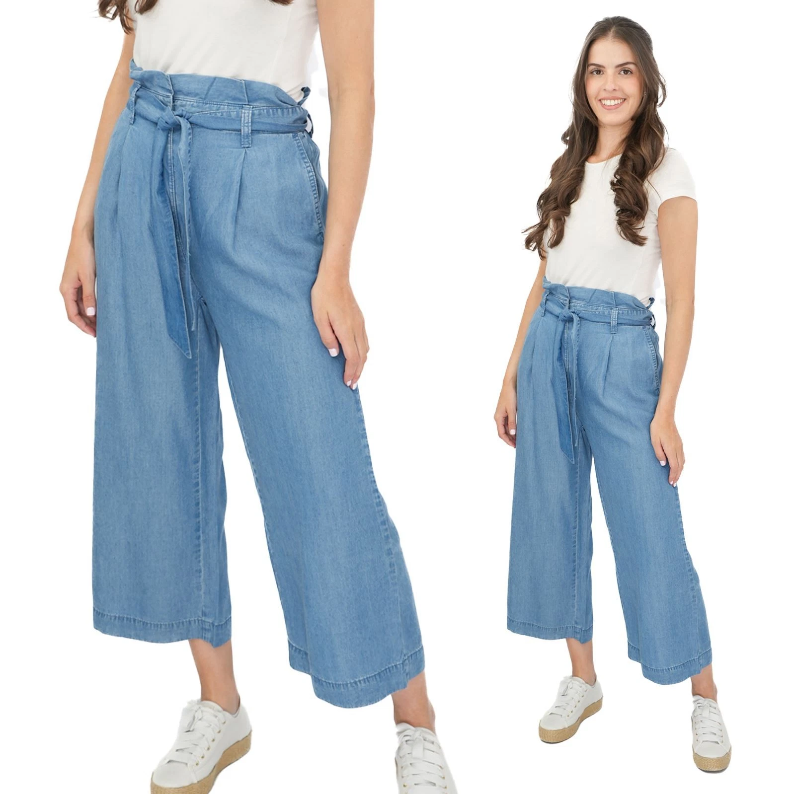 Womens M&S Culottes Blue Indigo Pure Lyocell Regular Fit Cropped Soft Belted
Opens in a new window o