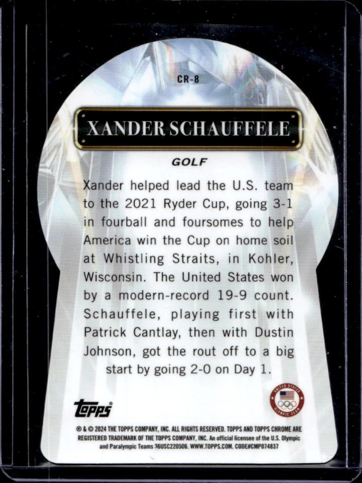 2024 Topps Chrome US Olympics Xander Schauffele Chasing the Rings #CR-8 USA - Image 2 of 2