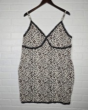 Women's Wild Fable Leopard Print Chemise Slip Dress, Size 2X, Beige/Black