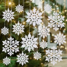 Shatterproof White Snowflake Ornaments for Christmas Tree Decor 36 Pack