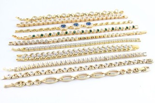 Tennisarmbänder goldfarbene Platte Stein besetzt vergoldet x 10