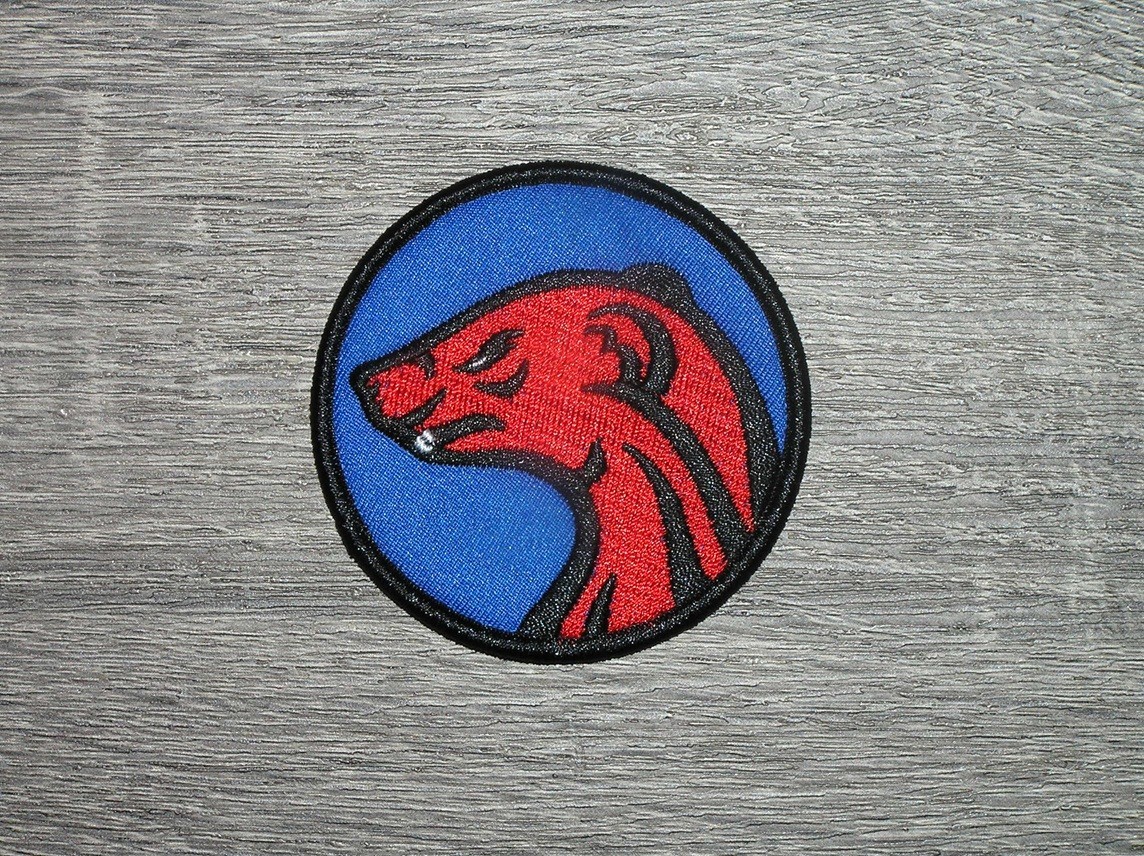 Blue & Red Embroidered Iron On Patch 2.75" X 2.75"