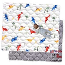 Odorless Premium Foam Baby Play Mat 71"x59" - Soft Microfiber Fabric Crawling