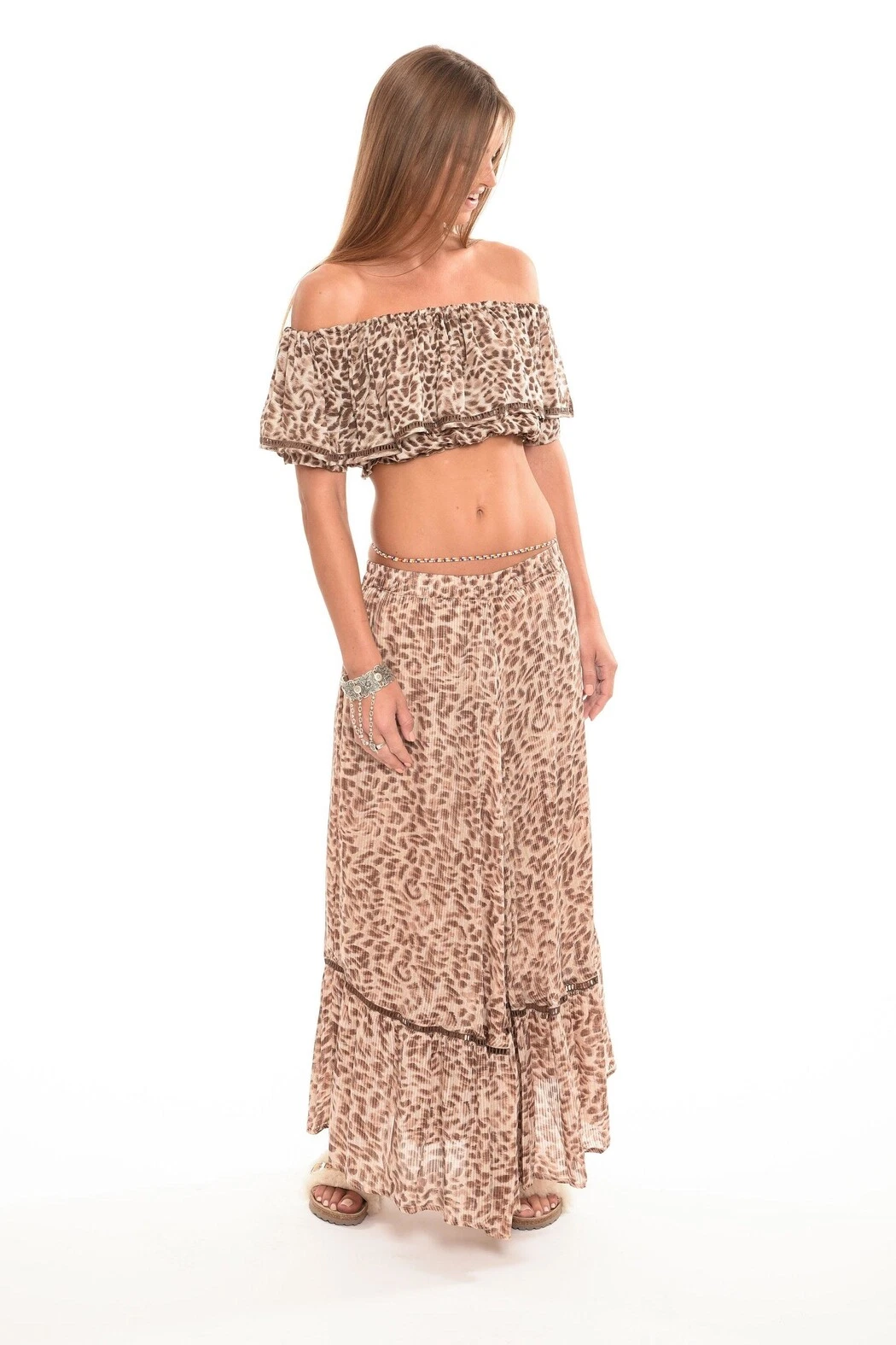 MUCHE MUCHETTE GATHA BOHO ANIMAL PRINT MAXI SKIRT SIZE MEDIUM/LARGE -$175