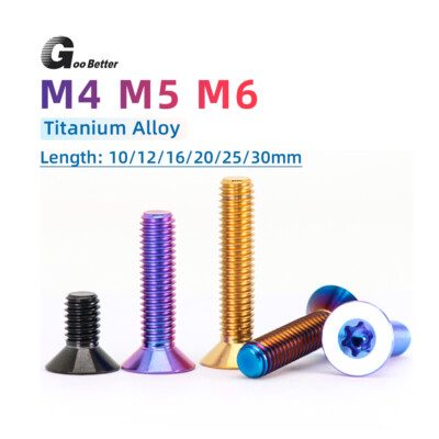 Titanium Bolt M4 M5 M6 Flat Head/Countersunk Socket Cap Screw Bicycle Motorcycle